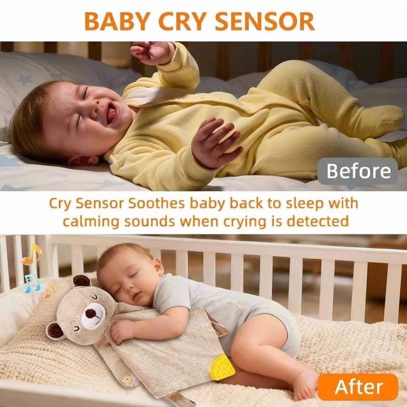 BEREST Rechargeable Baby Cry Sensor Sleep Soother Heartbeat Bear Lovey Blanket Comforter Toy, Help Newborns Go to Sleep Faster & Stay Asleep Longer, Great Nursery Decor Infants Shower Gifts - Image 3